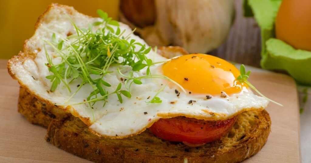eggs and toast with microgreens
