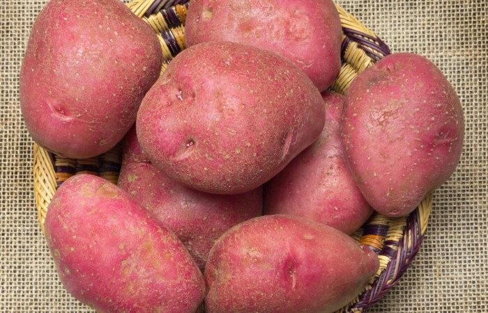 red pontiac potatoes in basket