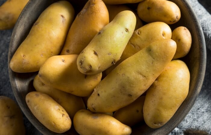 yellow swedish peanut fingerling potatoes